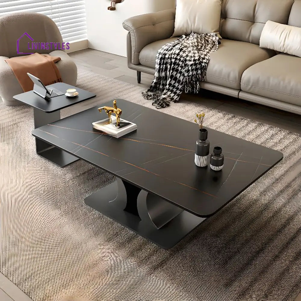 Gitali Stainless Steel Frame and Marble Top Coffee Table for Living Room