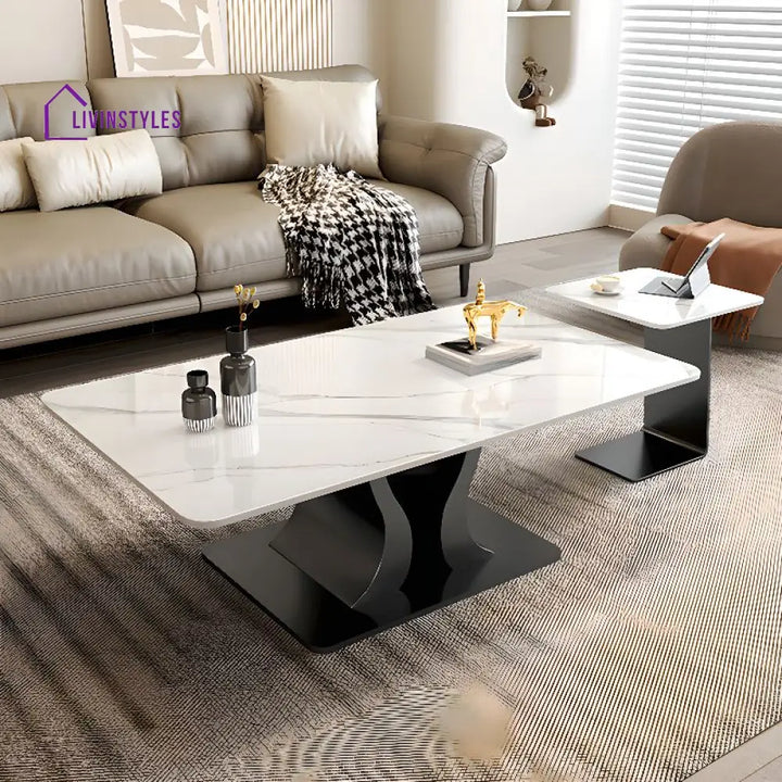 Gitali Stainless Steel Frame and Marble Top Coffee Table for Living Room