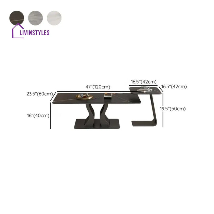 Gitali Stainless Steel Frame and Marble Top Coffee Table for Living Room
