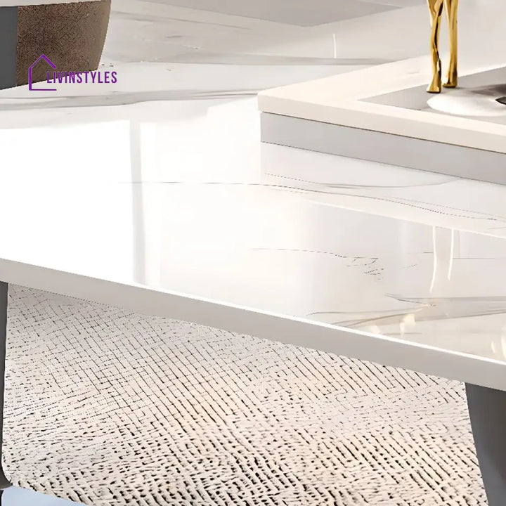 Gitali Stainless Steel Frame and Marble Top Coffee Table for Living Room