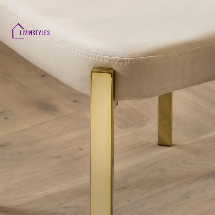Glafira 6 Seater Ceramic Dining Set White - Gold & Cream