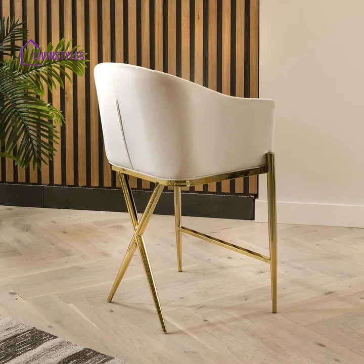 Glafira Bar Stool Cream Velvet Curved Back on Gold Legs Kitchen / Bar Stools