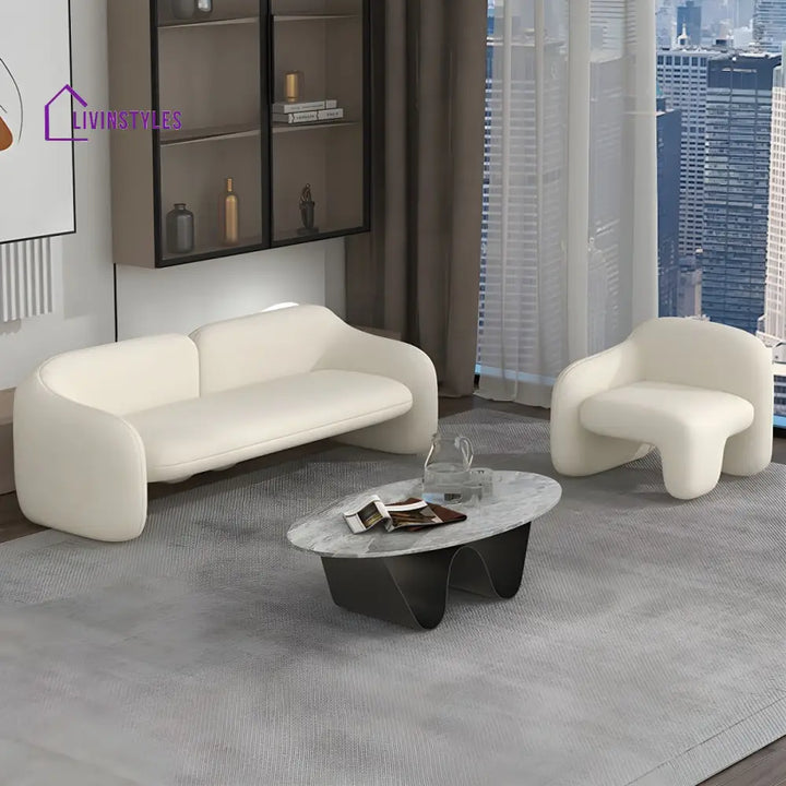 Gleb Boucle Fabric Sofa Set For Living Room | 3 + 1 + 1 Sofa Set