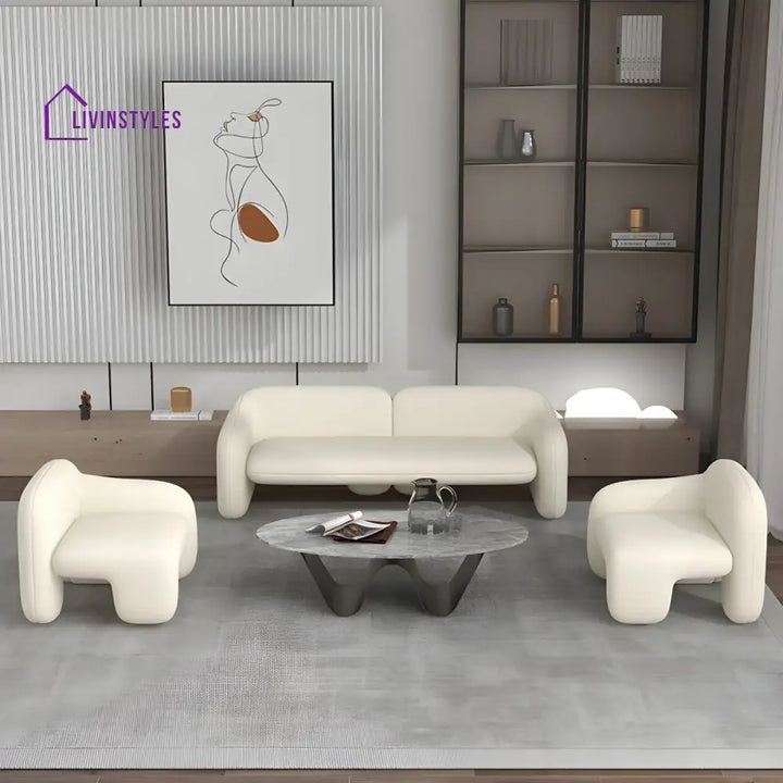 Gleb Boucle Fabric Sofa Set For Living Room | 3 + 1 + 1 Sofa Set