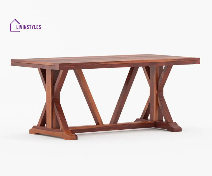 Gleb Solid Wood Sheesham 6 Seater With Cushion Dining Table Set (Honey Finish) | Cane Weaving Chairs