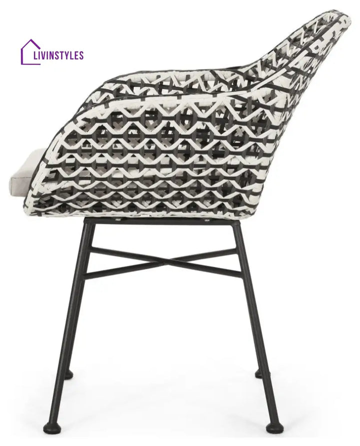 Glum Outdoor Patio Seating Set 2 Chairs and 1 Table Set (Black + White) - Coffee Table Sets