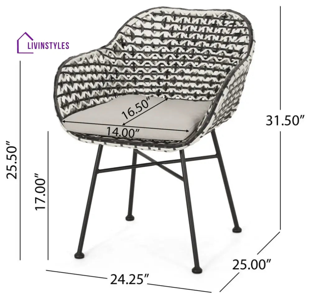 Glum Outdoor Patio Seating Set 2 Chairs and 1 Table Set (Black + White) - Coffee Table Sets
