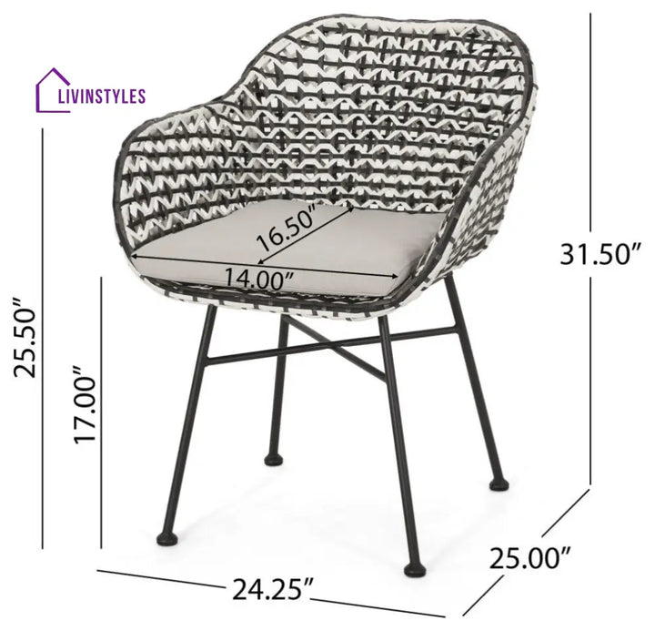 Glum Outdoor Patio Seating Set 2 Chairs and 1 Table Set (Black + White) - Coffee Table Sets