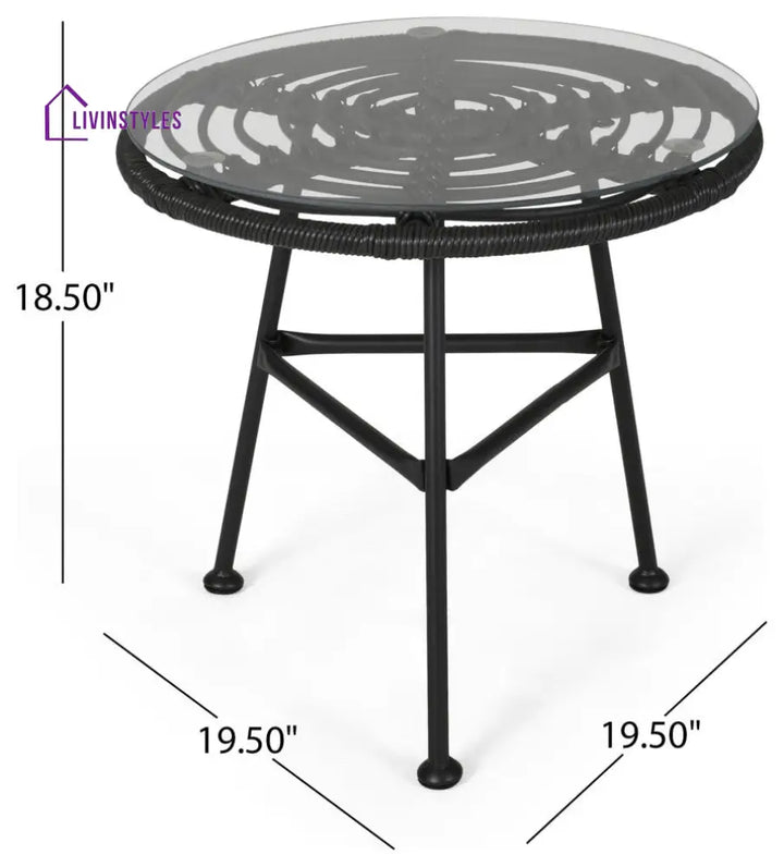 Glum Outdoor Patio Seating Set 2 Chairs and 1 Table Set (Black + White) - Coffee Table Sets