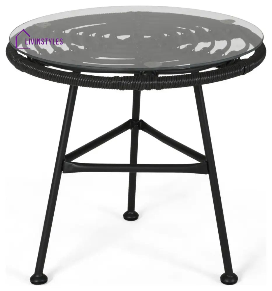 Glum Outdoor Patio Seating Set 2 Chairs and 1 Table Set (Black + White) - Coffee Table Sets