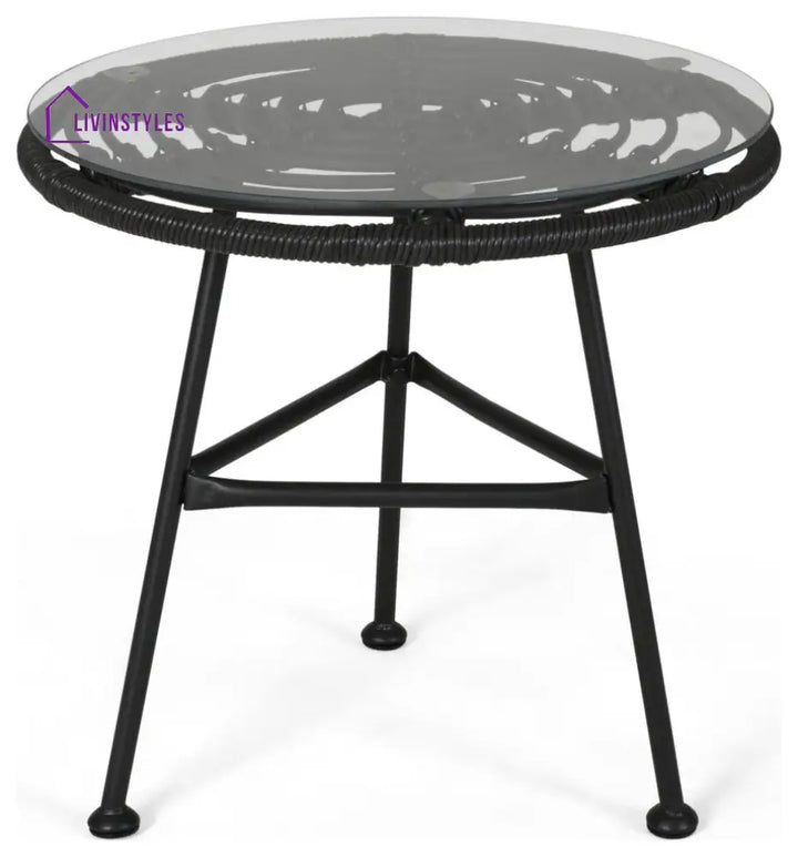 Glum Outdoor Patio Seating Set 2 Chairs and 1 Table Set (Black + White) - Coffee Table Sets