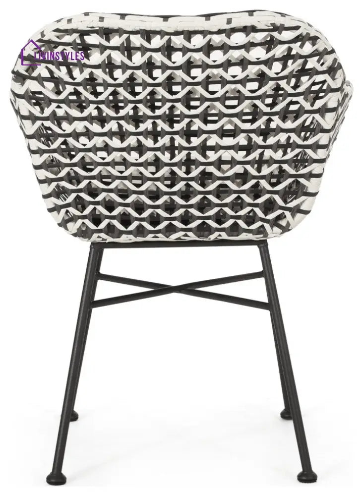 Glum Outdoor Patio Seating Set 2 Chairs and 1 Table Set (Black + White) - Coffee Table Sets
