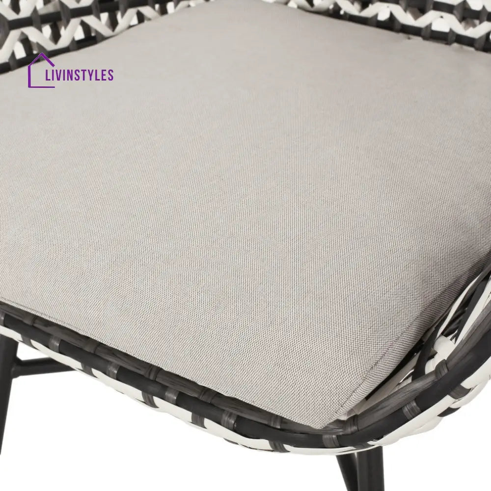 Glum Outdoor Patio Seating Set 2 Chairs and 1 Table Set (Black + White) - Coffee Table Sets