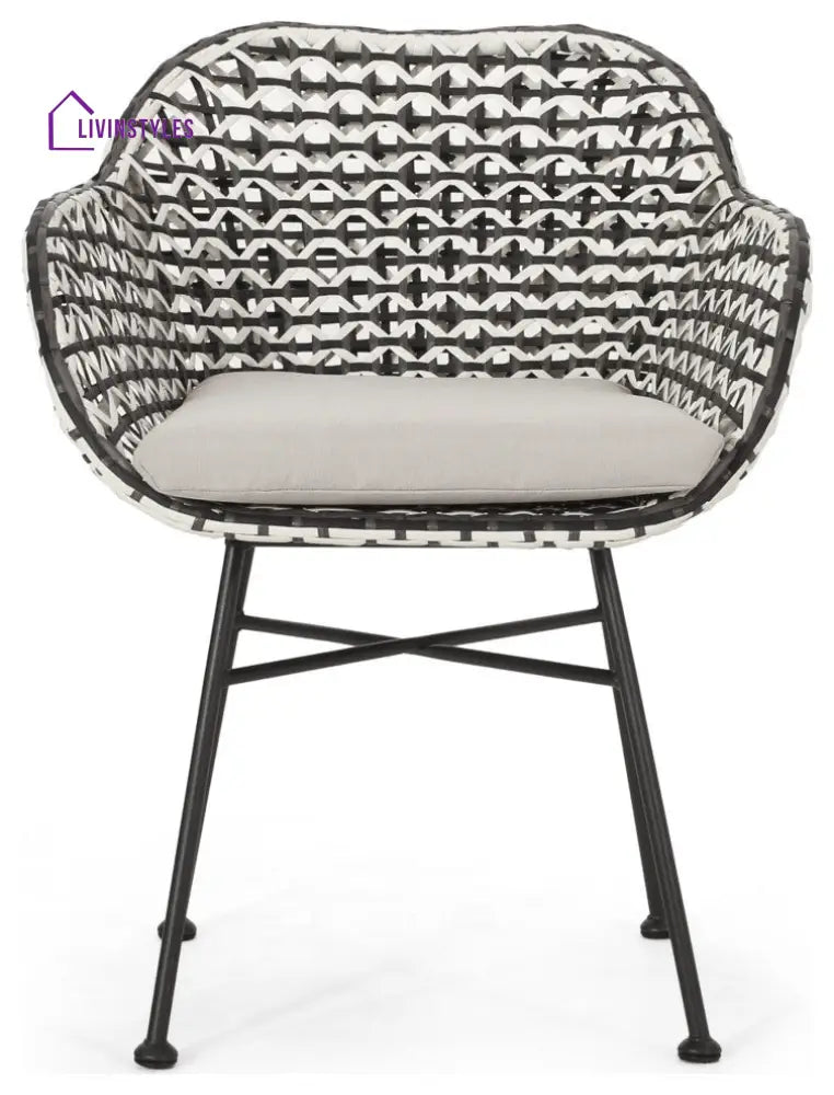 Glum Outdoor Patio Seating Set 2 Chairs and 1 Table Set (Black + White) - Coffee Table Sets