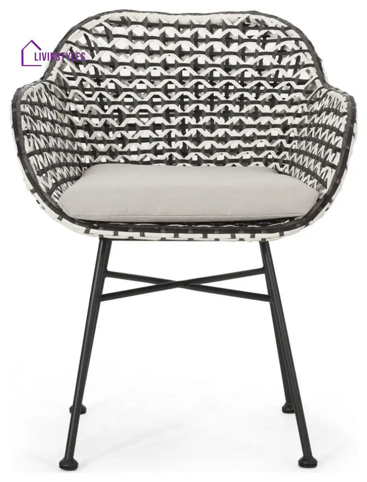 Glum Outdoor Patio Seating Set 2 Chairs and 1 Table Set (Black + White) - Coffee Table Sets