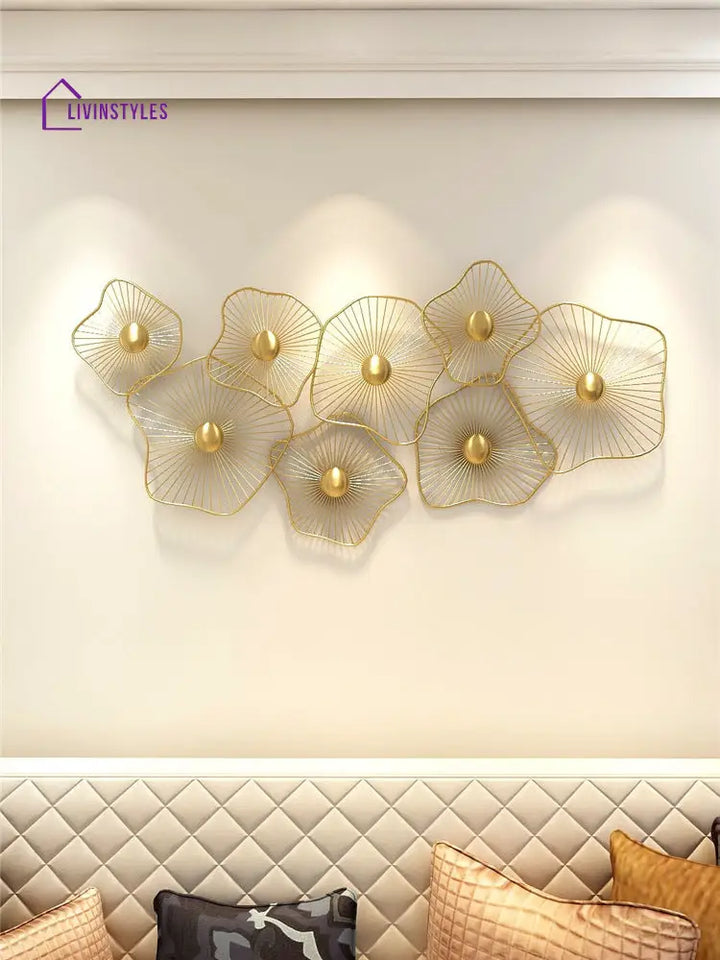 Gold Floral Metal Wall Art For Decor Wall Art