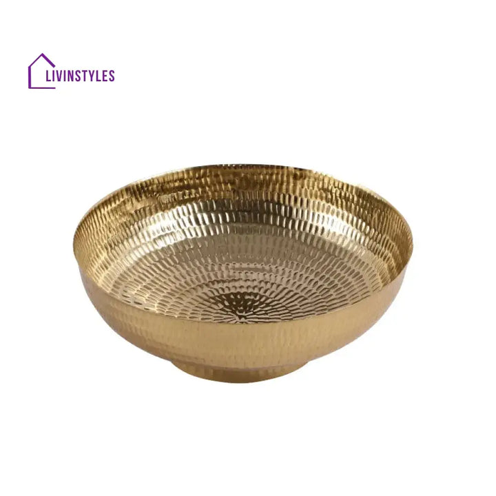 Gold Modern Decorative Bowl | 10 X 4 Inches Urli