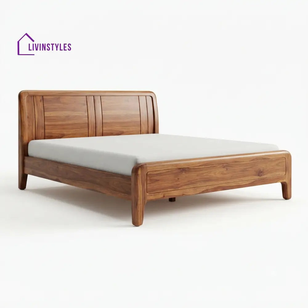 Gontse Wooden Double Bed | King Size Bed | Queen Size Bed - Bed Without Storage