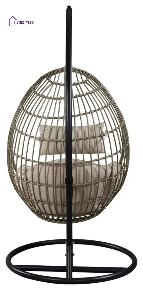 Gonzalo Single Seater Hanging Swing With Stand For Balcony Garden Swing (Black + Grey) - Swings