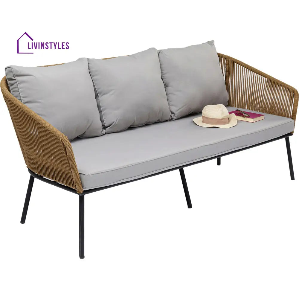 Goons Outdoor Sofa Set 3 Seater 2 Single seater and 1 Center Table Set (Khaki) Braided & Rope - Sofa Sets
