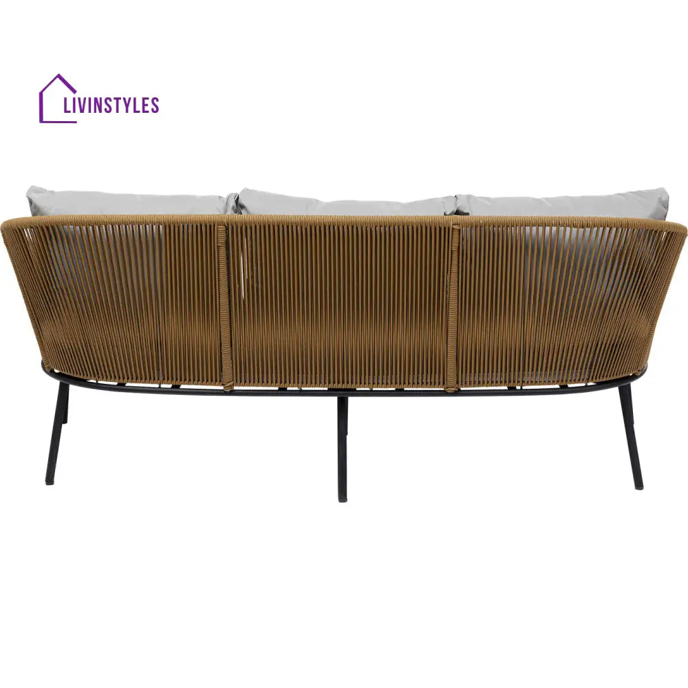 Goons Outdoor Sofa Set 3 Seater 2 Single seater and 1 Center Table Set (Khaki) Braided & Rope - Sofa Sets