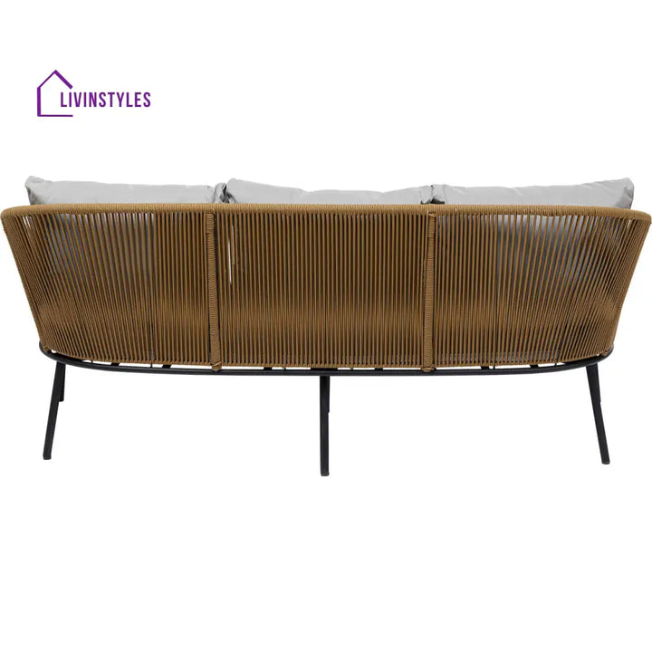 Goons Outdoor Sofa Set 3 Seater 2 Single seater and 1 Center Table Set (Khaki) Braided & Rope - Sofa Sets