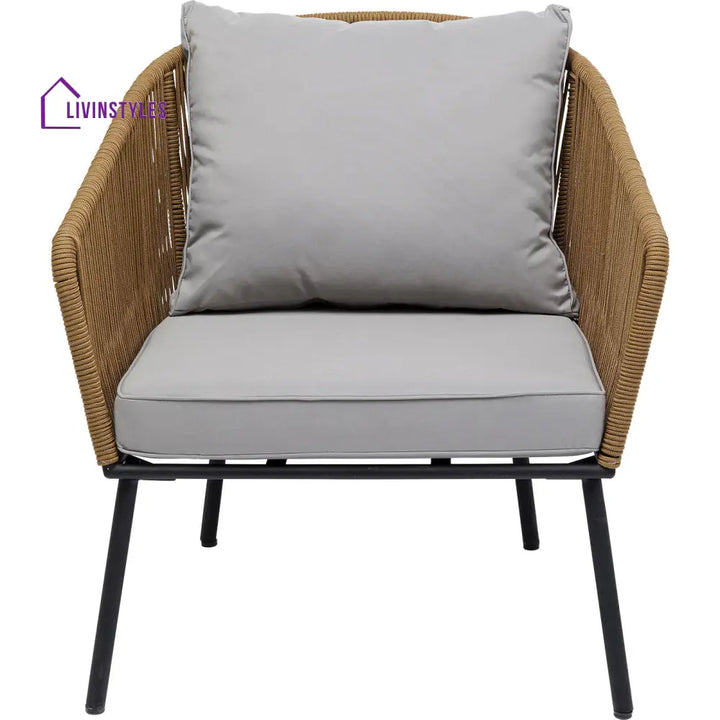 Goons Outdoor Sofa Set 3 Seater 2 Single seater and 1 Center Table Set (Khaki) Braided & Rope - Sofa Sets