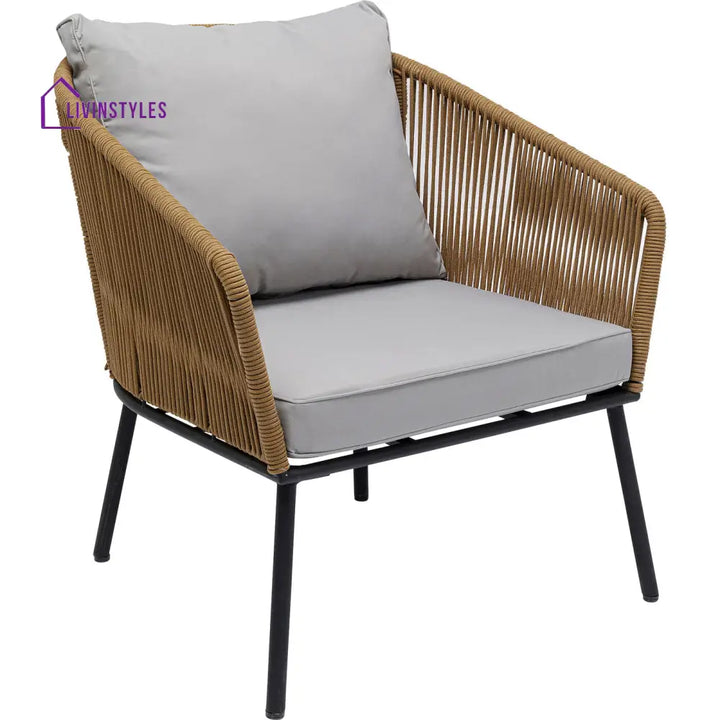 Goons Outdoor Sofa Set 3 Seater 2 Single seater and 1 Center Table Set (Khaki) Braided & Rope - Sofa Sets