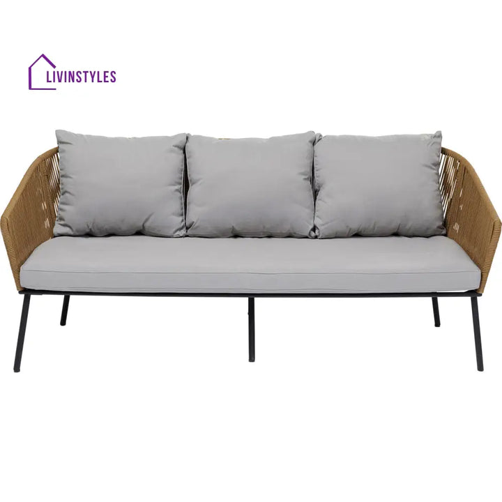 Goons Outdoor Sofa Set 3 Seater 2 Single seater and 1 Center Table Set (Khaki) Braided & Rope - Sofa Sets