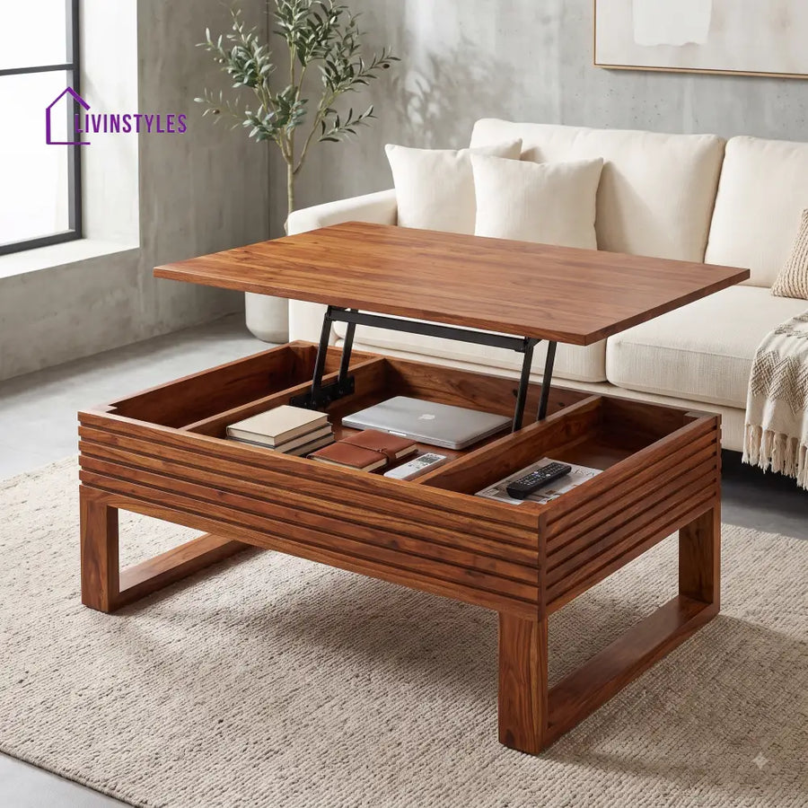 Gopika Sheesham Wood Lift Top Coffee Table for Living Room