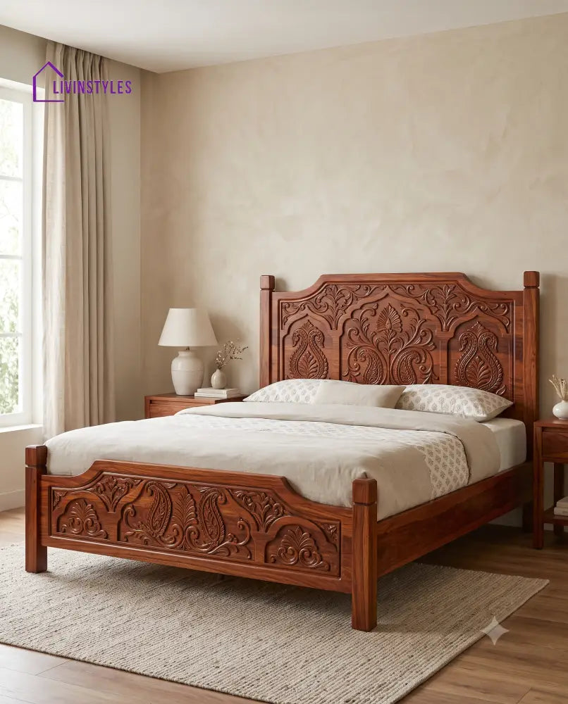 Gopika Wooden Bed | Solid Wood Double Bed | Wooden King size bed & Wooden Queen size bed