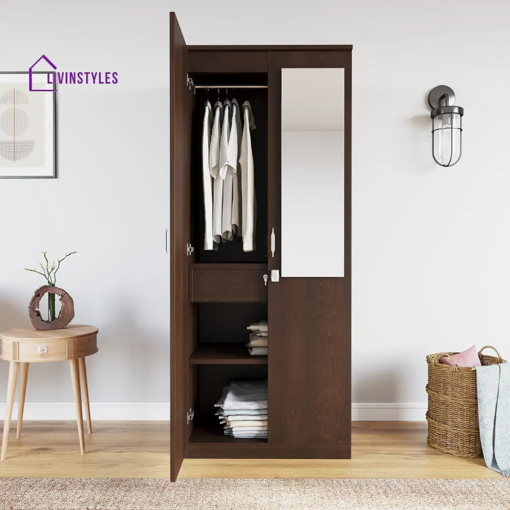 2 Door Wardrobe with Mirror (New Wenge) Home Furniture
