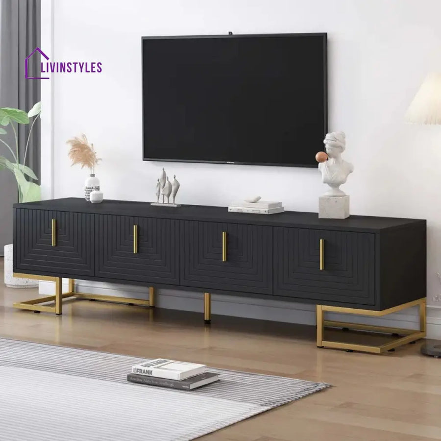 Grace Black Finish Tv Unit Stand for Living Room