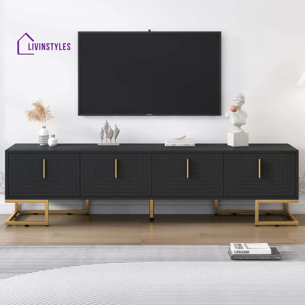 Grace Black Finish Tv Unit Stand for Living Room