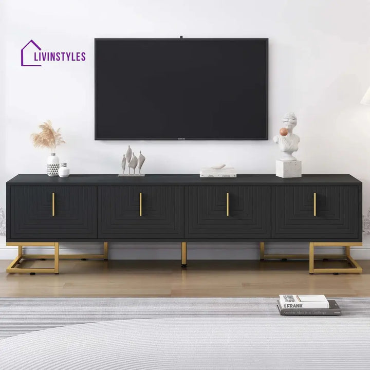 Grace Black Finish Tv Unit Stand for Living Room