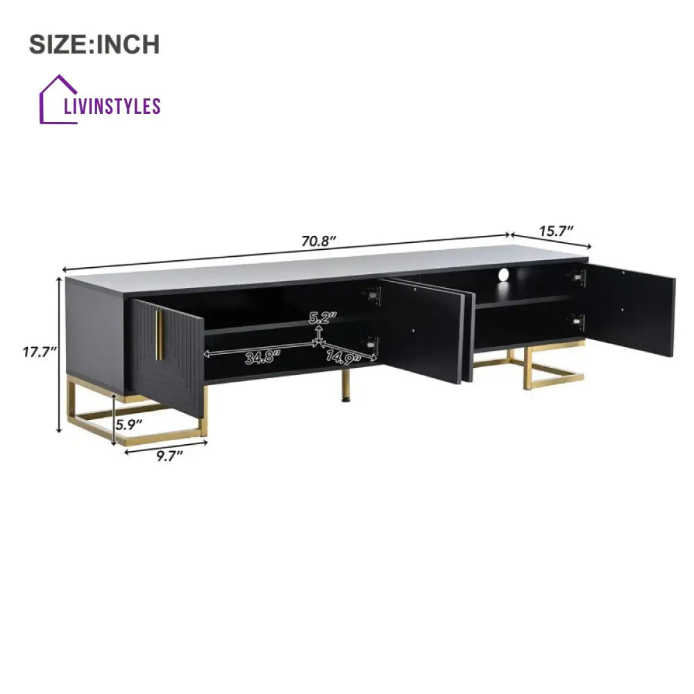 Grace Black Finish Tv Unit Stand for Living Room