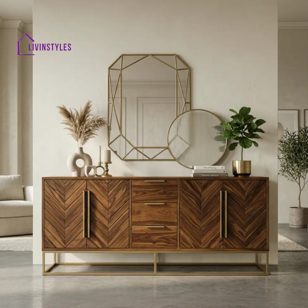 Grace Sheesham Wood Cabinet and Sideboard (Honey Finish)
