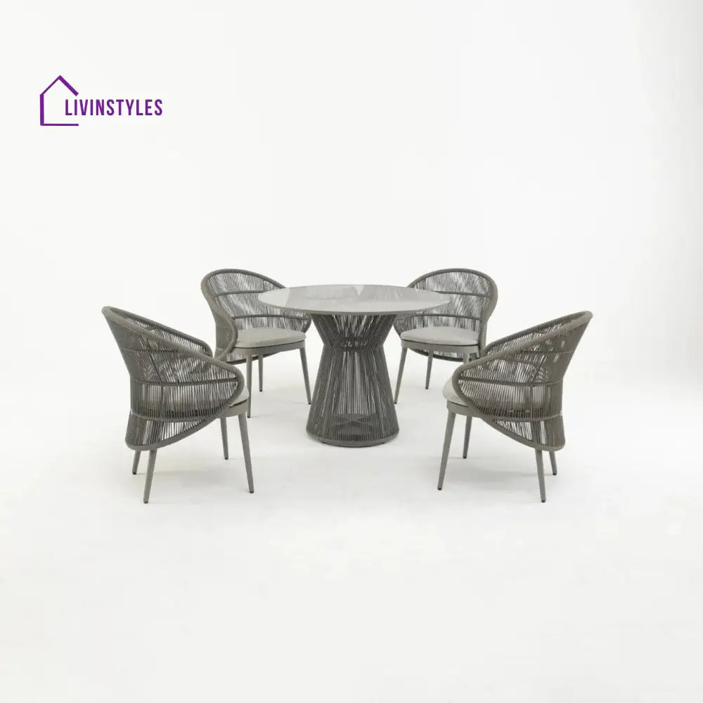 Gracia Outdoor Patio Dining Set 4 Chairs and 1 Table Braid & Rope (Grey) - Dining sets