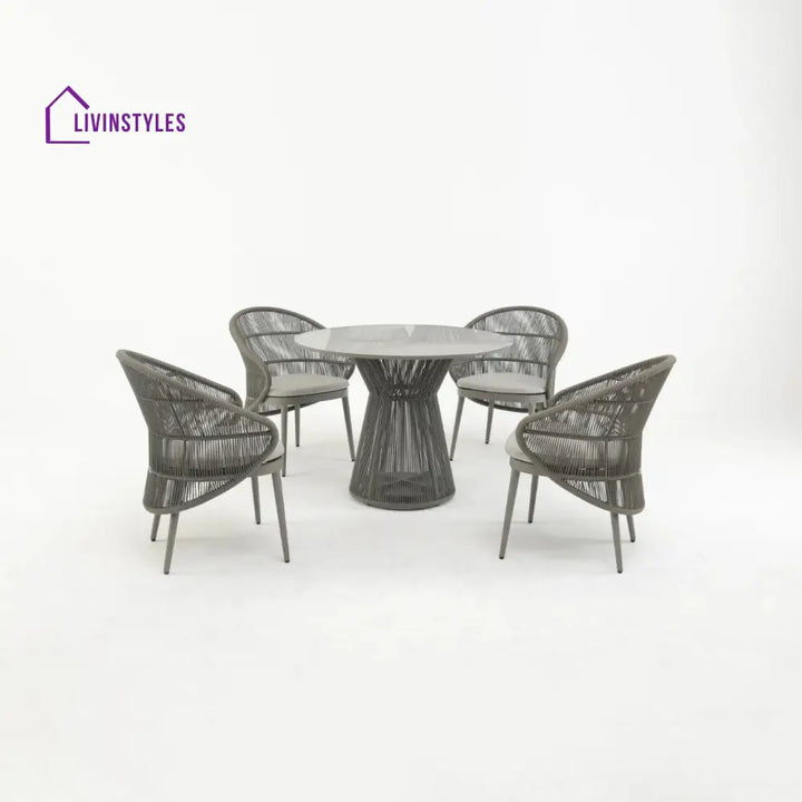 Gracia Outdoor Patio Dining Set 4 Chairs and 1 Table Braid & Rope (Grey) - Dining sets