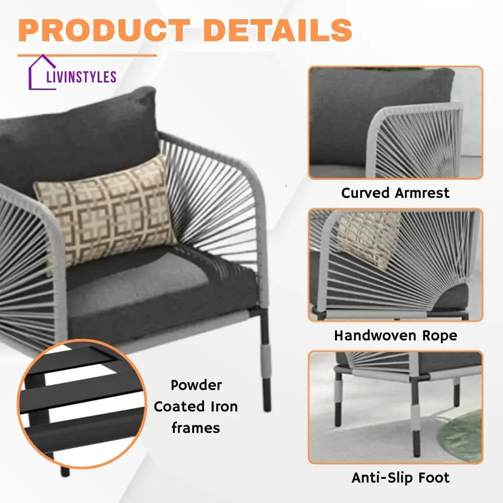 Graciela 3 Piece Garden Outdoor Rope Patio Set - Patio Set