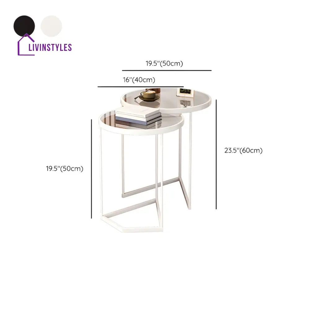 Gracy Stainless Steel Frame and Brown Glass Top Side Table Set for Living Room