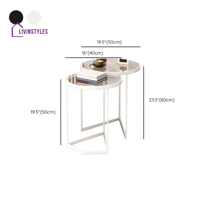 Gracy Stainless Steel Frame and Brown Glass Top Side Table Set for Living Room