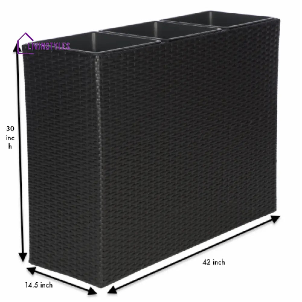 Grae Outdoor Wicker Planters For Garden Balcony (Black) - Planter