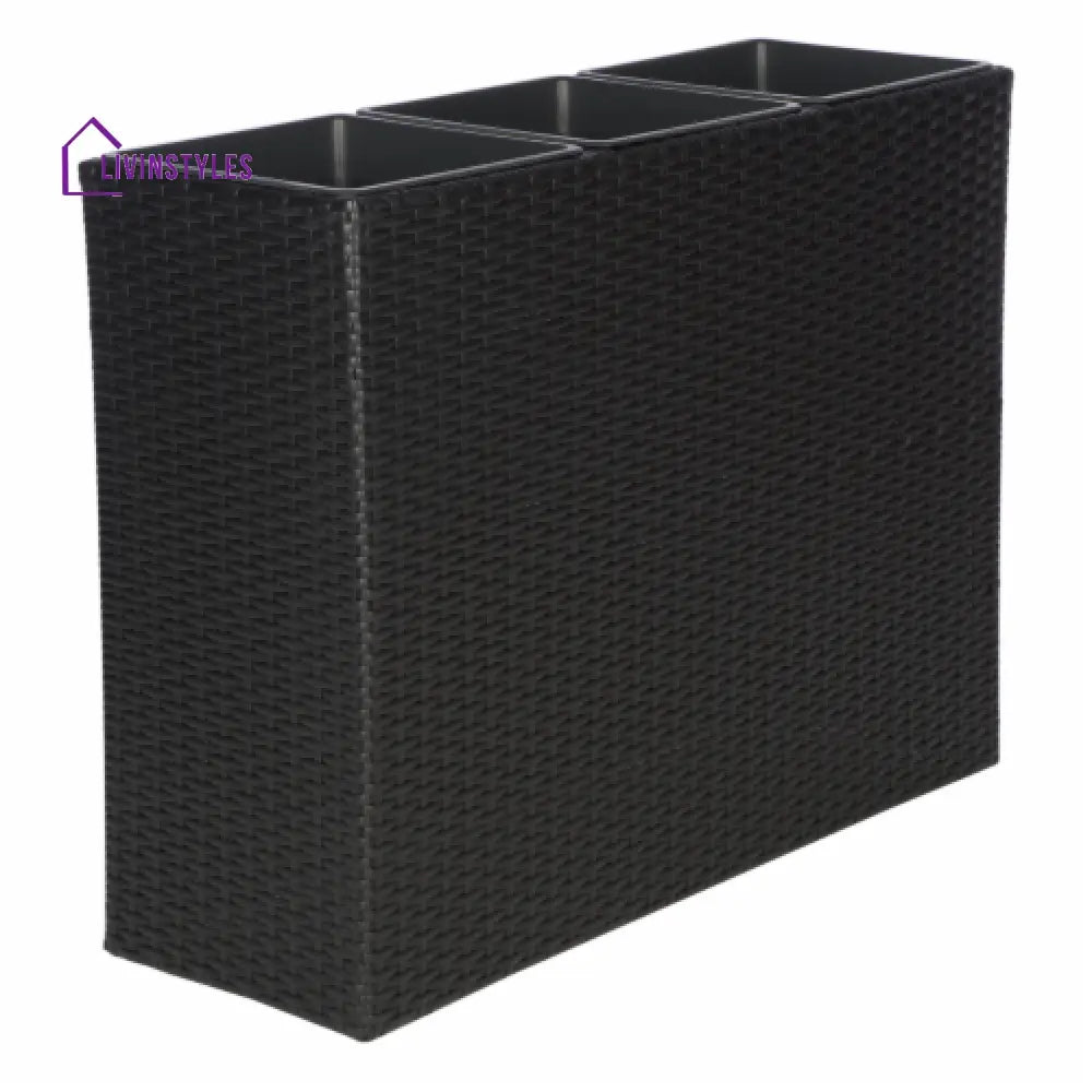 Grae Outdoor Wicker Planters For Garden Balcony (Black) - Planter