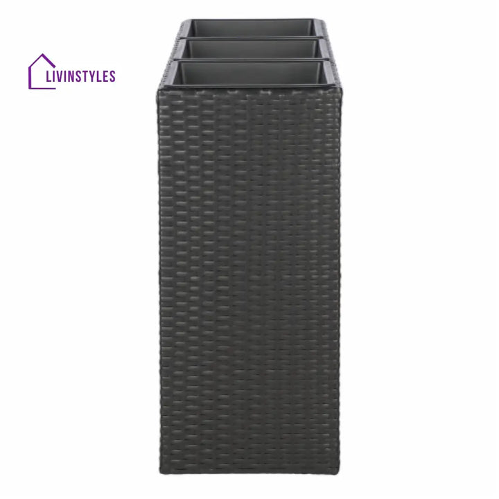 Grae Outdoor Wicker Planters For Garden Balcony (Black) - Planter