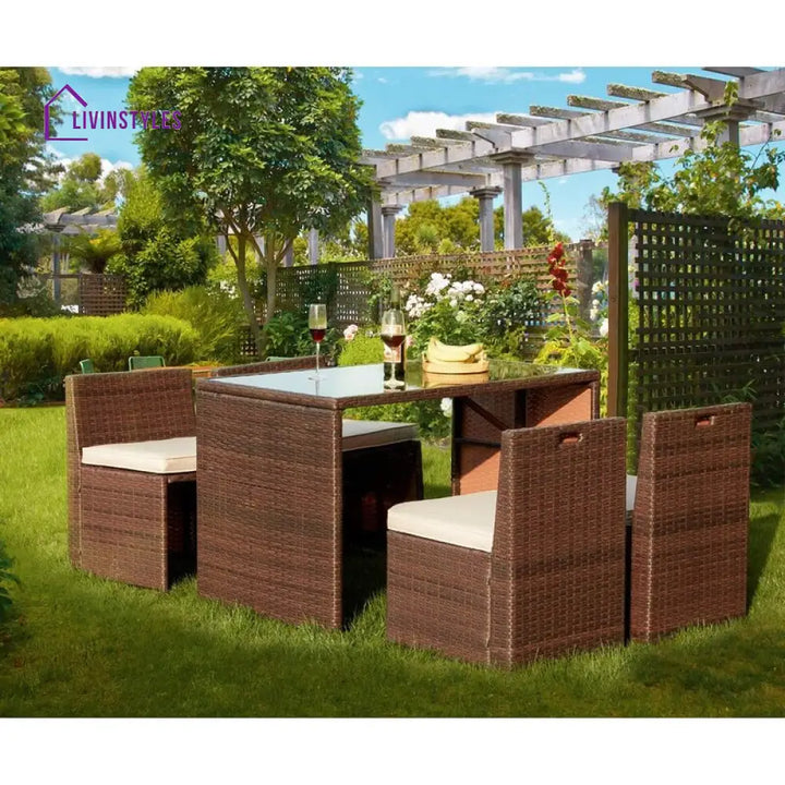 Greco Outdoor Patio Dining Set 4 Chairs and 1 Table (Brown) - Dining sets