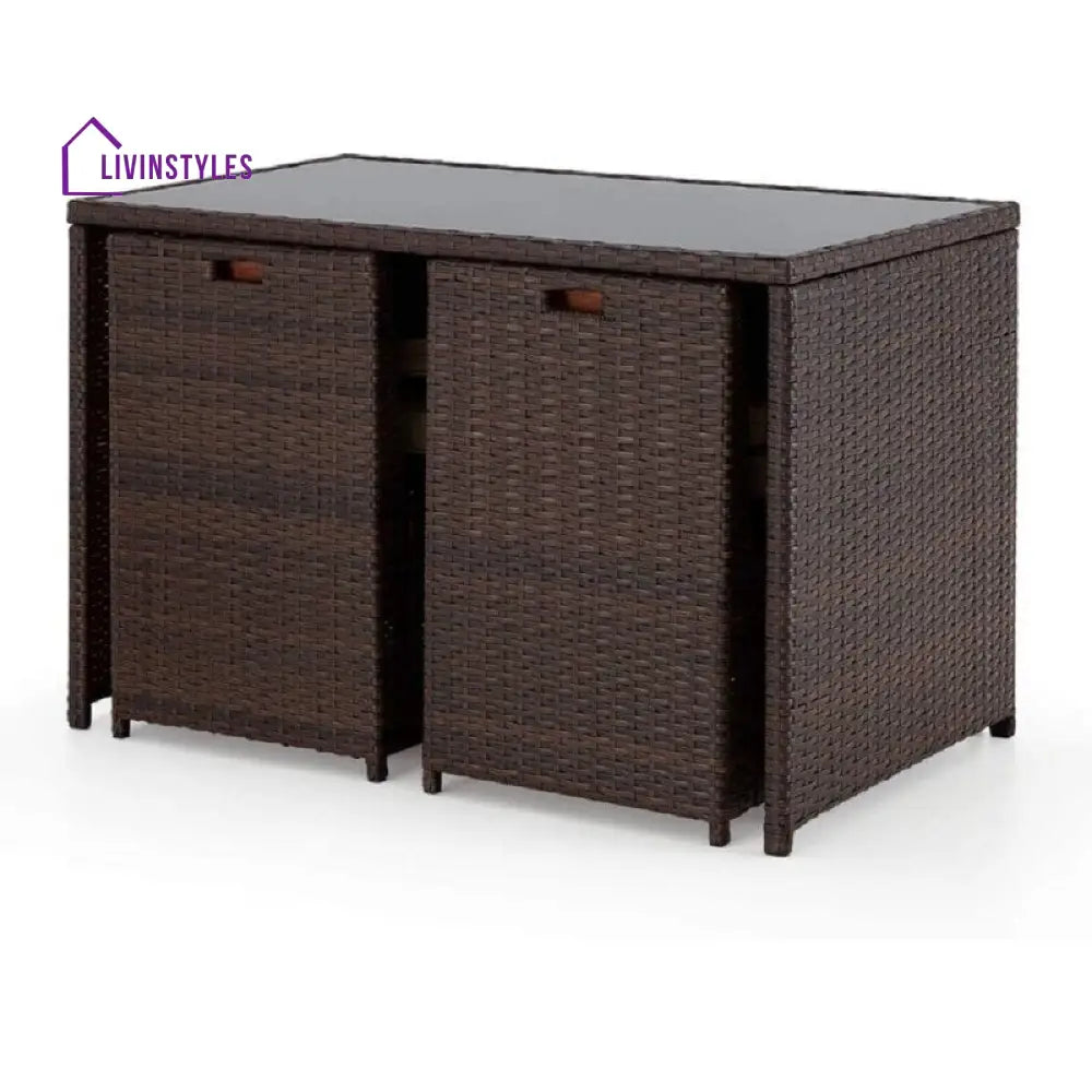 Greco Outdoor Patio Dining Set 4 Chairs and 1 Table (Brown) - Dining sets