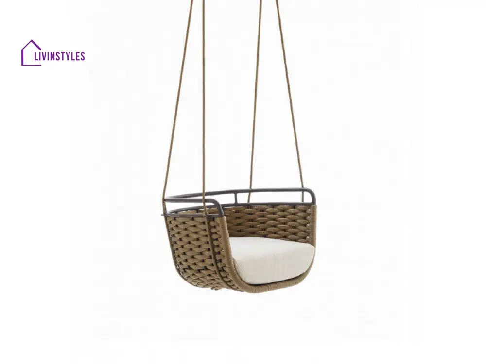 Greco Single Seater Hanging Swing Without Stand For Balcony Garden Swing (Brown) Braided & Rope - Swings
