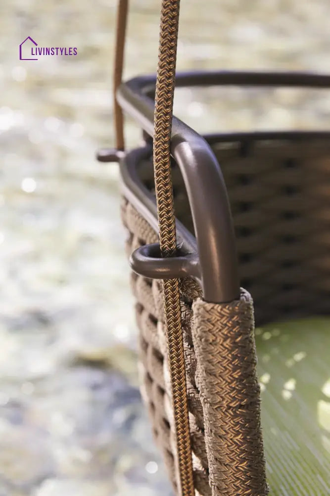 Greco Single Seater Hanging Swing Without Stand For Balcony Garden Swing (Brown) Braided & Rope - Swings
