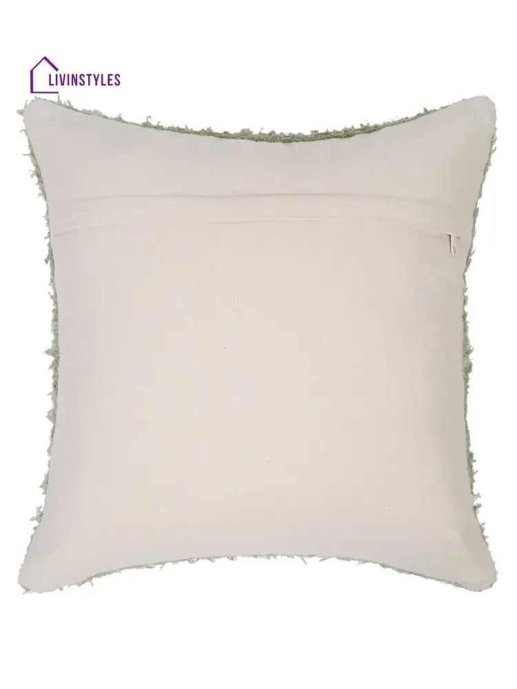 Green Color Hand Woven Cotton Cushion Cover Set Of 2 (20X20 Inch)